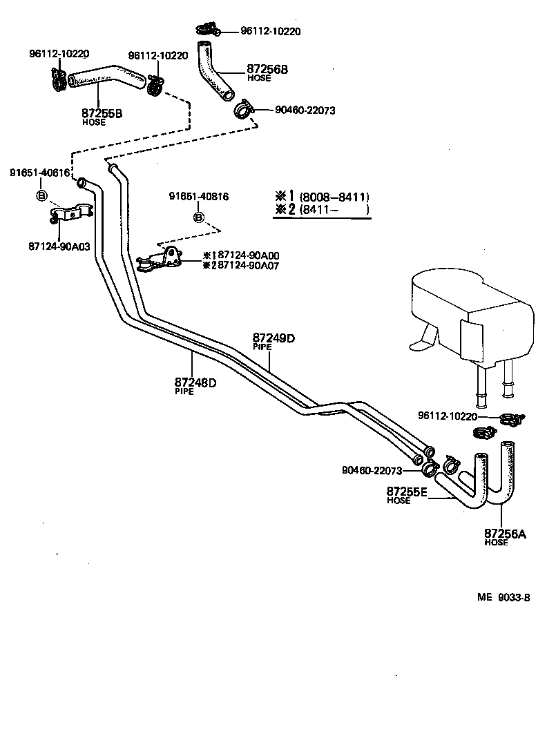 87245-90A32 HOSE, REAR HEATER WATER OUTLET, E (TO ENGINE) product image
