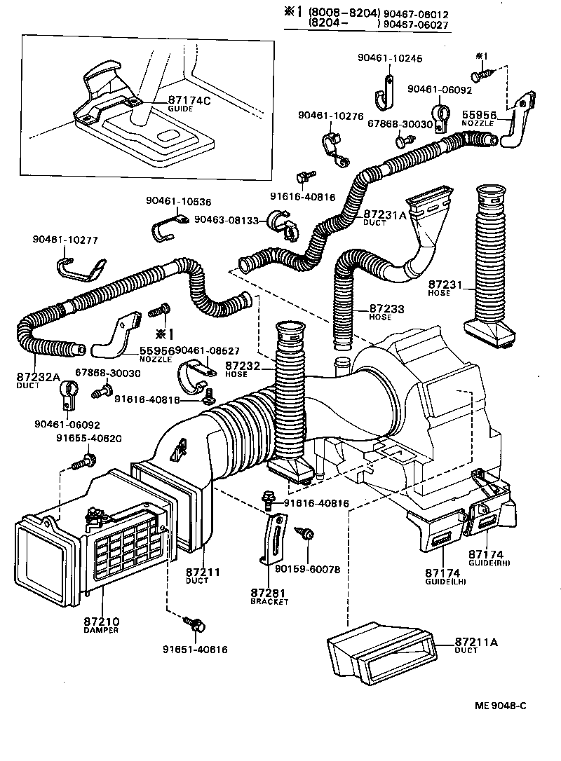 88566-95402 DUCT, AIR, SIDE NO.1 RH product image