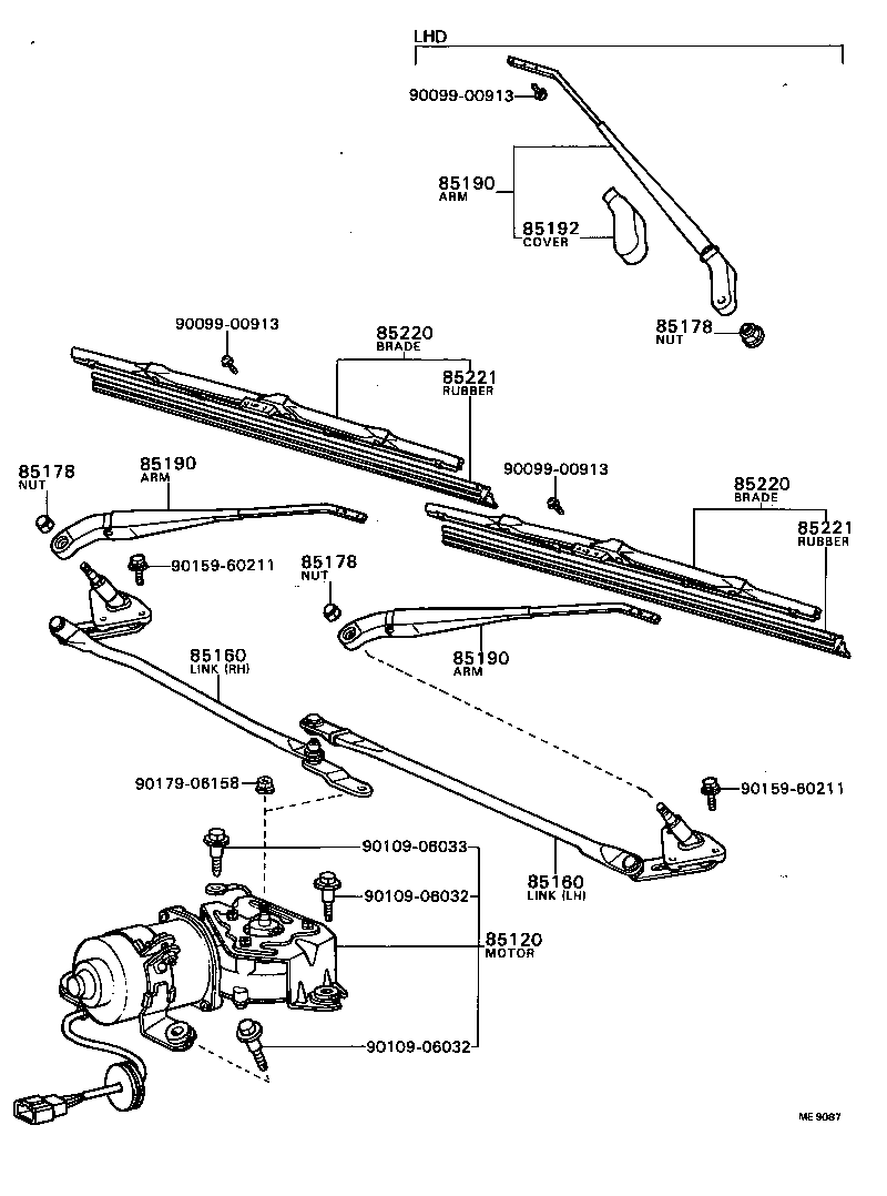 85190-16040 ARM ASSY, WINDSHIELD WIPER product image