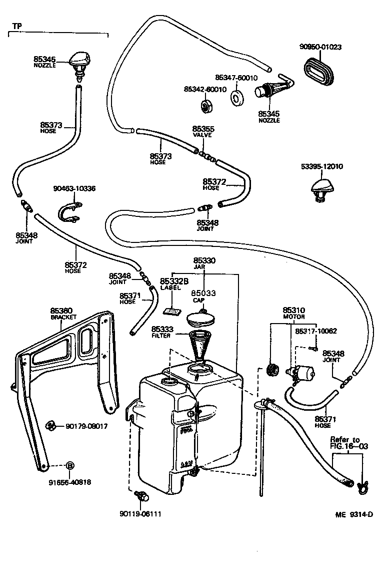 85310-60030 MOTOR AND PUMP ASSY, WINDSHIELD WASHER product image