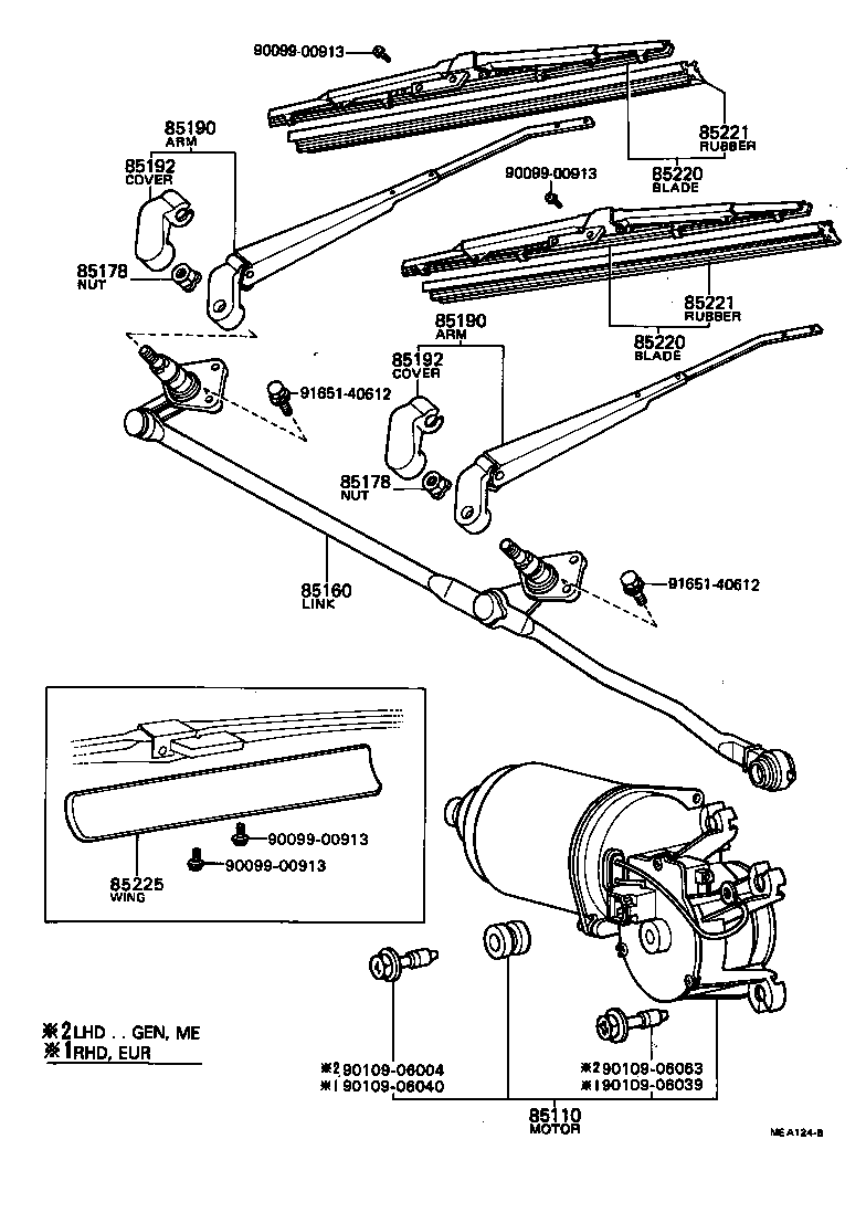 85110-22250 MOTOR ASSY, WINDSHIELD WIPER product image