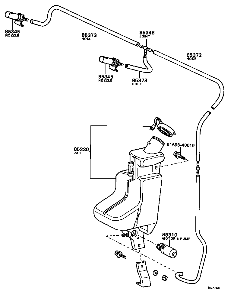 85310-87001 MOTOR AND PUMP ASSY, WINDSHIELD WASHER product image
