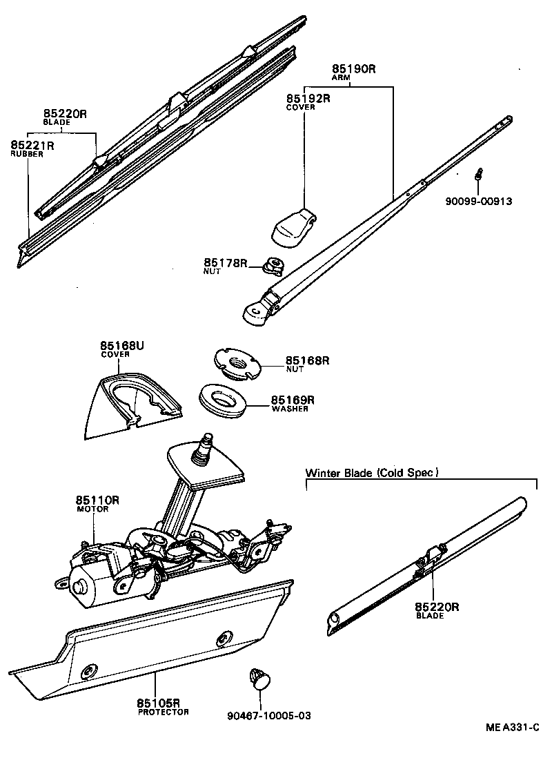 85110-24022 MOTOR ASSY, REAR WIPER product image