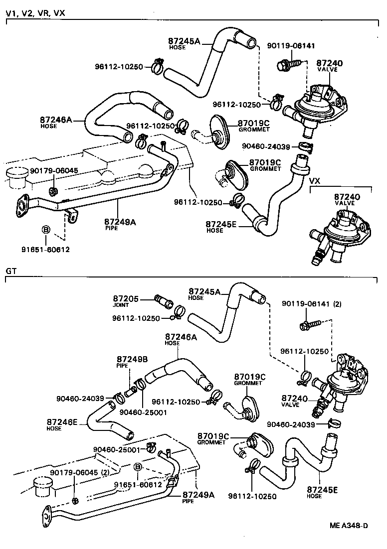 87245-24010 HOSE, HEATER WATER, INLET E product image
