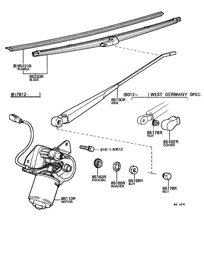 85110-95A02 MOTOR ASSY, REAR WIPER product image