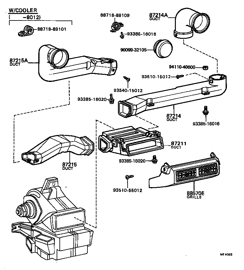 88576-95110 DUCT, AIR, SIDE NO.1 LH product image