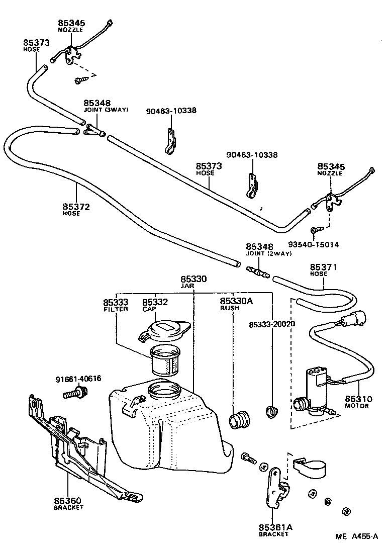 85348-89102 JOINT, WINDSHIELD WASHER HOSE, NO.1 product image