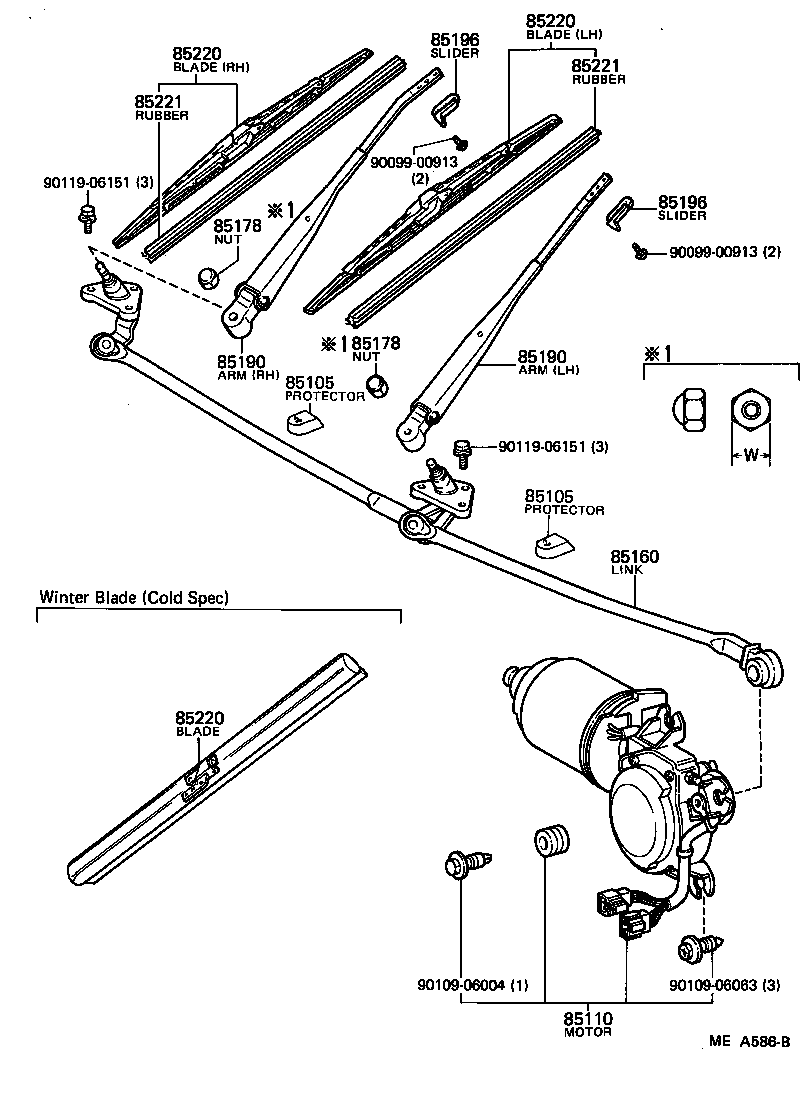 85196-14050 SLIDER, WIPER ARM product image