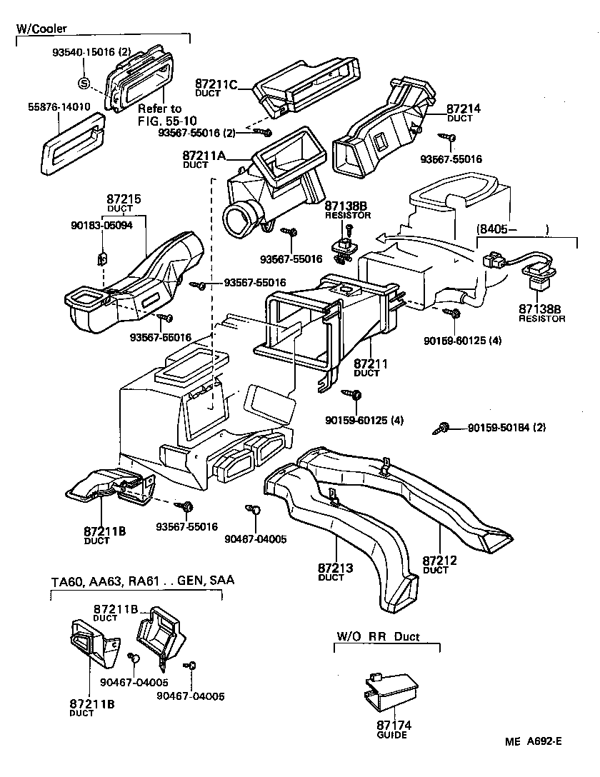 55087-14080 DUCT, AIR, SIDE NO.1 RH product image