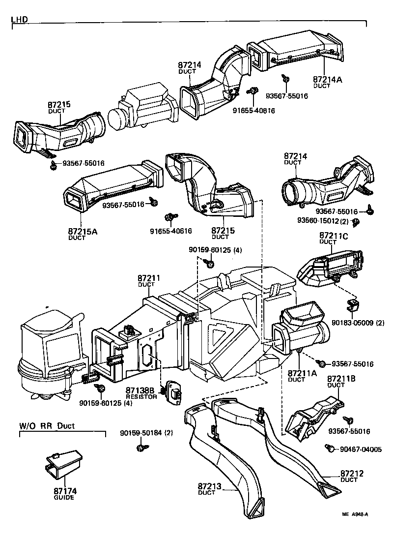 55085-14110 DUCT, AIR, SIDE NO.1 RH product image