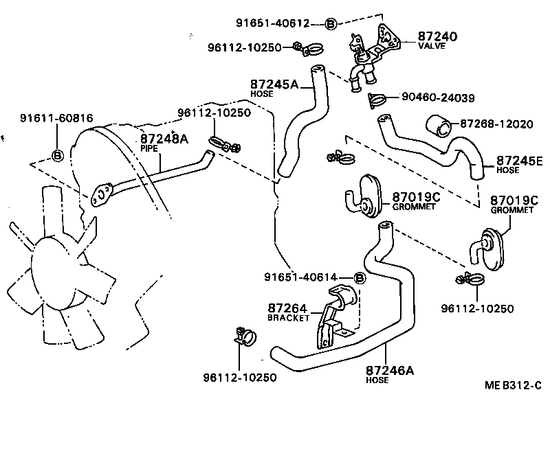 87208-12011 PIPE, HEATER WATER OUTLET, A product image