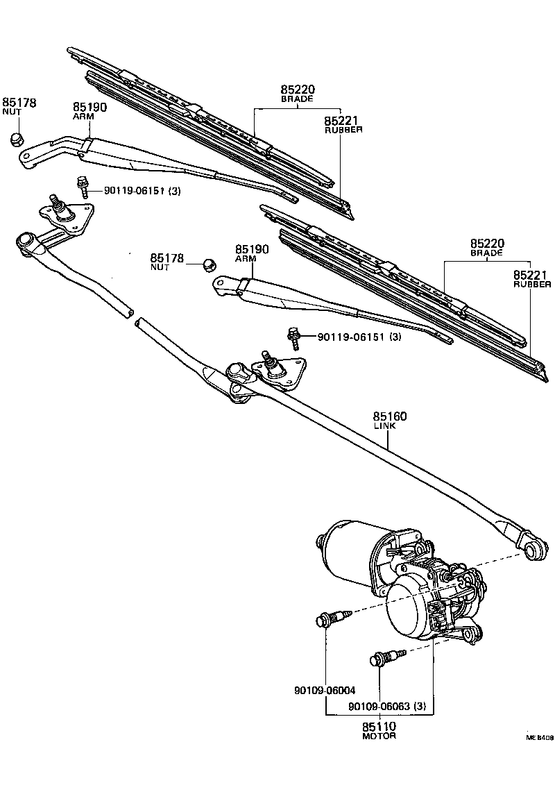 85110-20200 MOTOR ASSY, WINDSHIELD WIPER product image