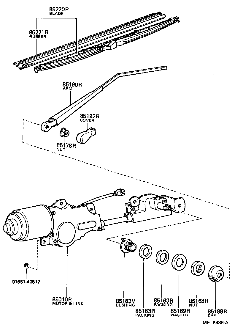 85010-90A01 MOTOR & LINK ASSY, RR WIPER product image