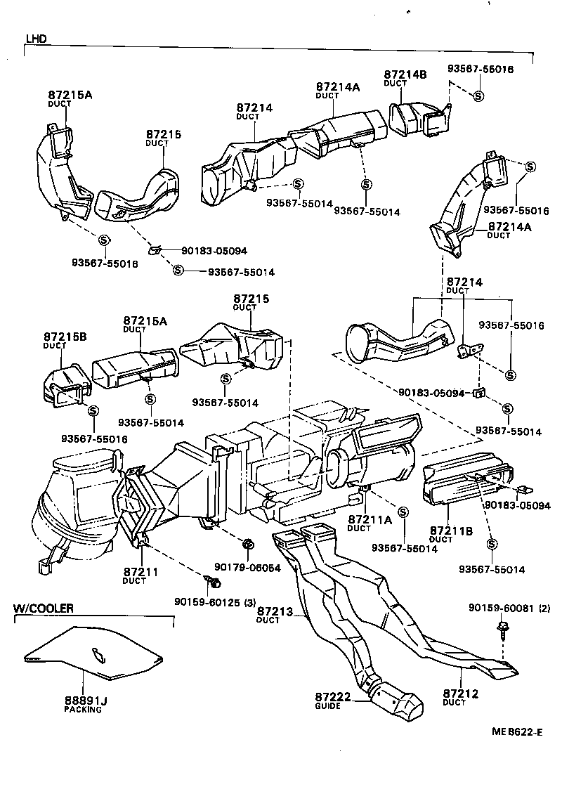 55084-16020 DUCT, AIR, SIDE NO.2 LH product image