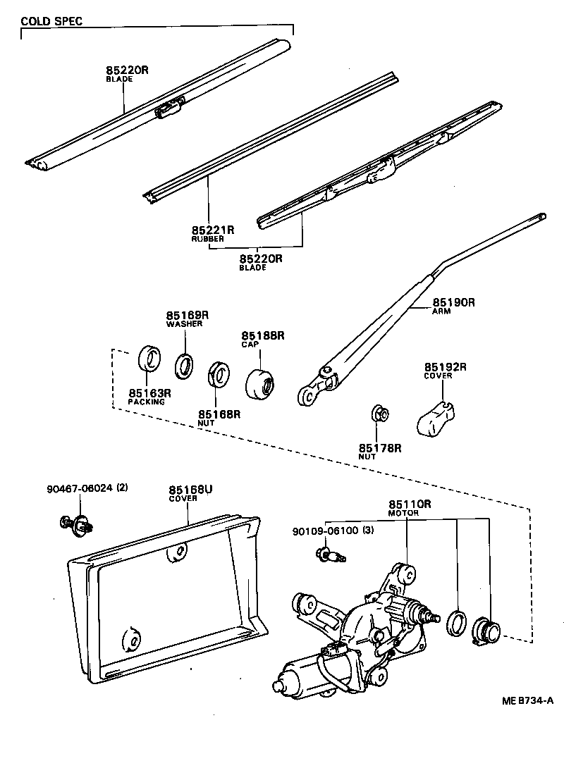 85110-90B08 MOTOR ASSY, REAR WIPER product image