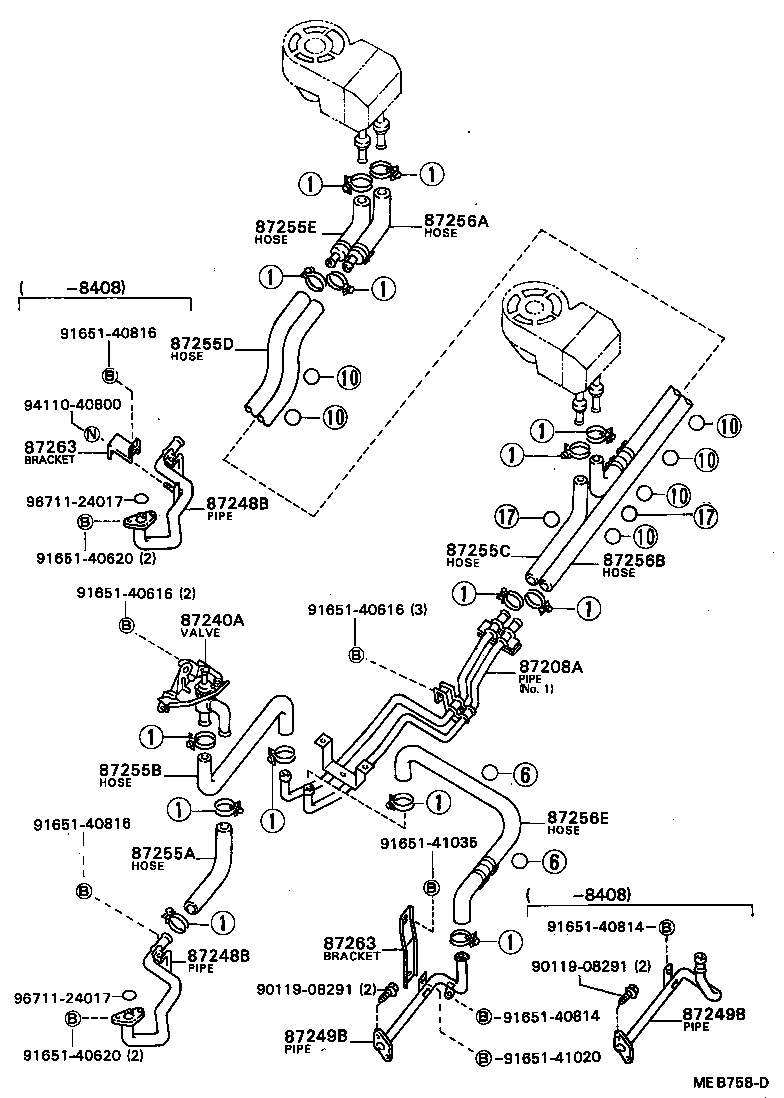 87245-90B22 HOSE, HEATER WATER, E product image