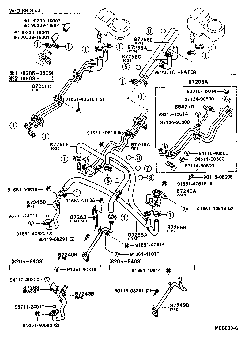 87245-90B76 HOSE, REAR HEATER WATER OUTLET, E (TO ENGINE) product image