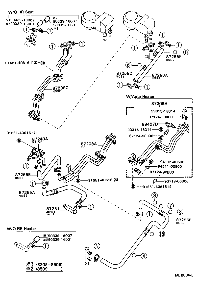87245-90B76 HOSE, REAR HEATER WATER OUTLET, E (TO ENGINE) product image