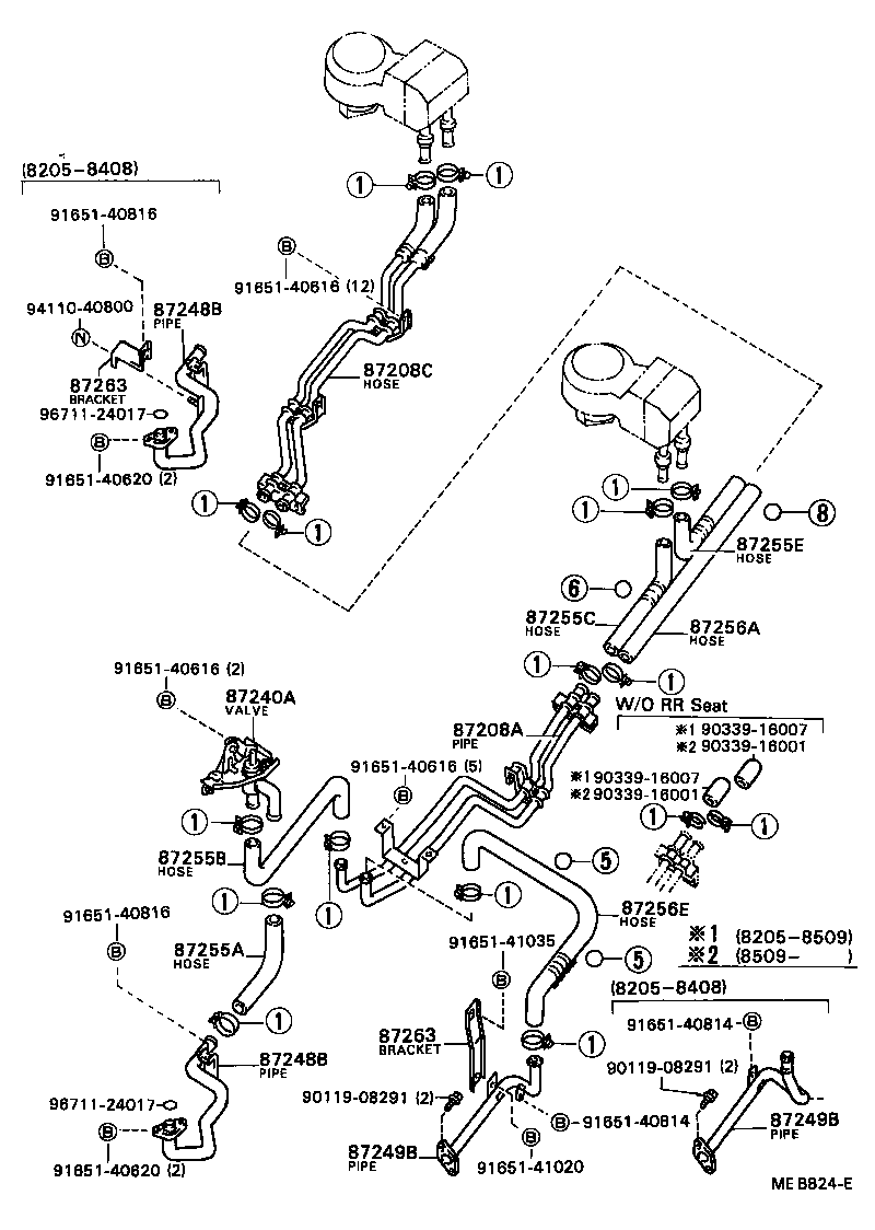 87245-90B76 HOSE, REAR HEATER WATER OUTLET, E (TO ENGINE) product image