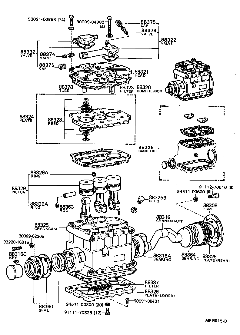 88304-36050 CYLINDER SUB-ASSY, COOLER COMPRESSOR product image