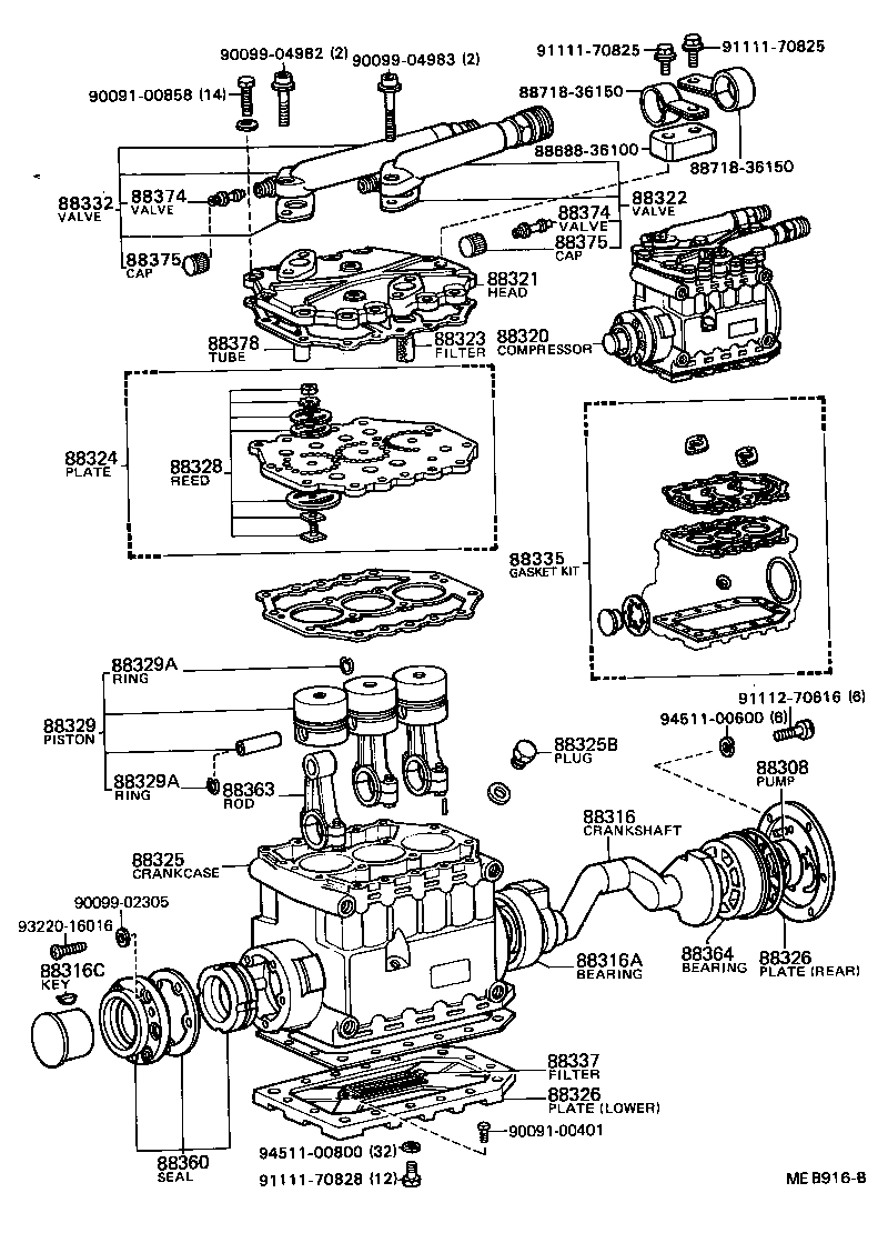 88304-36050 CYLINDER SUB-ASSY, COOLER COMPRESSOR product image