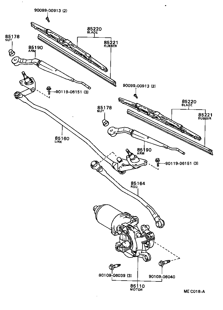 85110-22250 MOTOR ASSY, WINDSHIELD WIPER product image