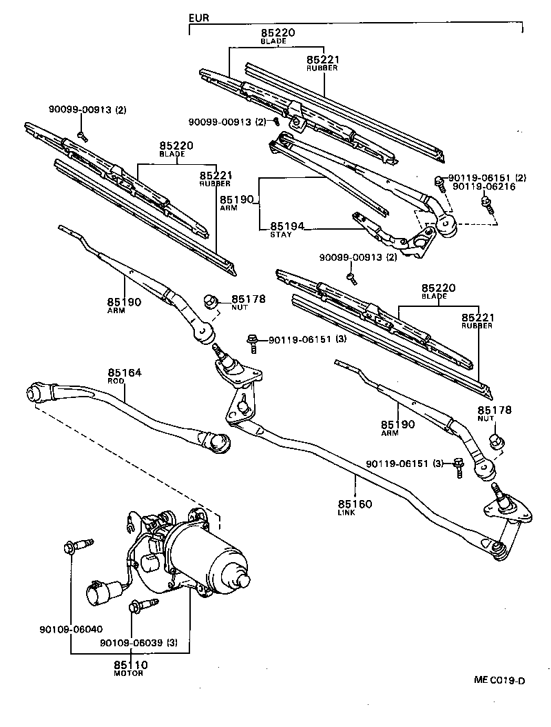 85110-22250 MOTOR ASSY, WINDSHIELD WIPER product image