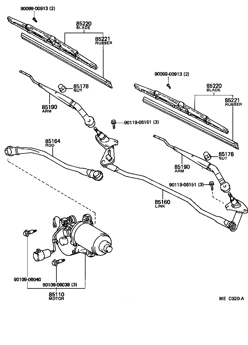 85160-22130 LINK ASSY, WINDSHIELD WIPER product image