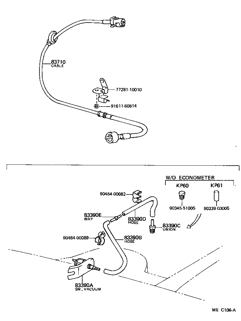 95411-19930 HOSE, VACUUM(FOR ECONOMETER) product image