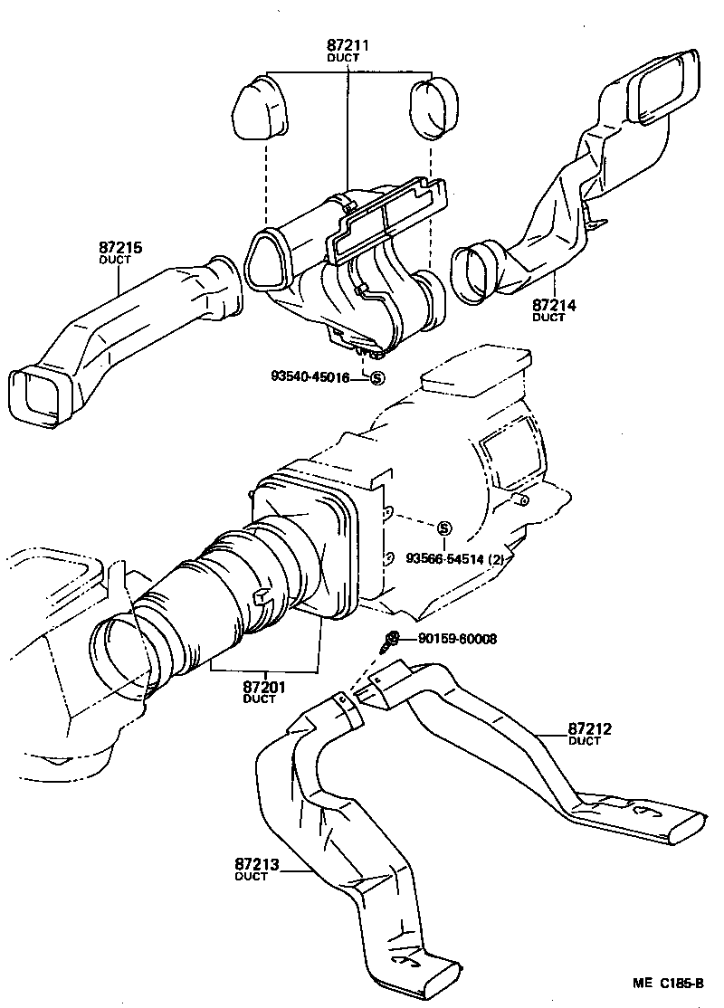 88566-10020 DUCT, AIR, SIDE NO.1 RH product image