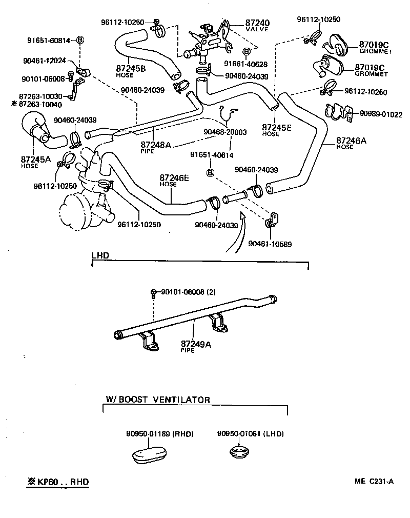 87245-10260 HOSE, HEATER WATER, OUTLET E product image