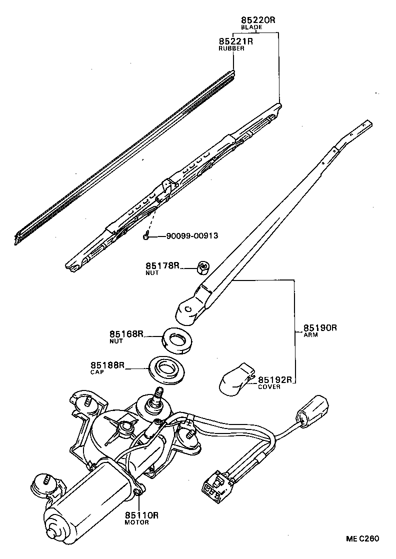 85190-32220 ARM ASSY, REAR WIPER product image