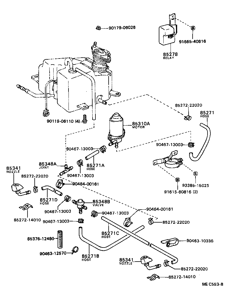 85310-28010 MOTOR AND PUMP ASSY, HEADLAMP CLEANER WASHER product image
