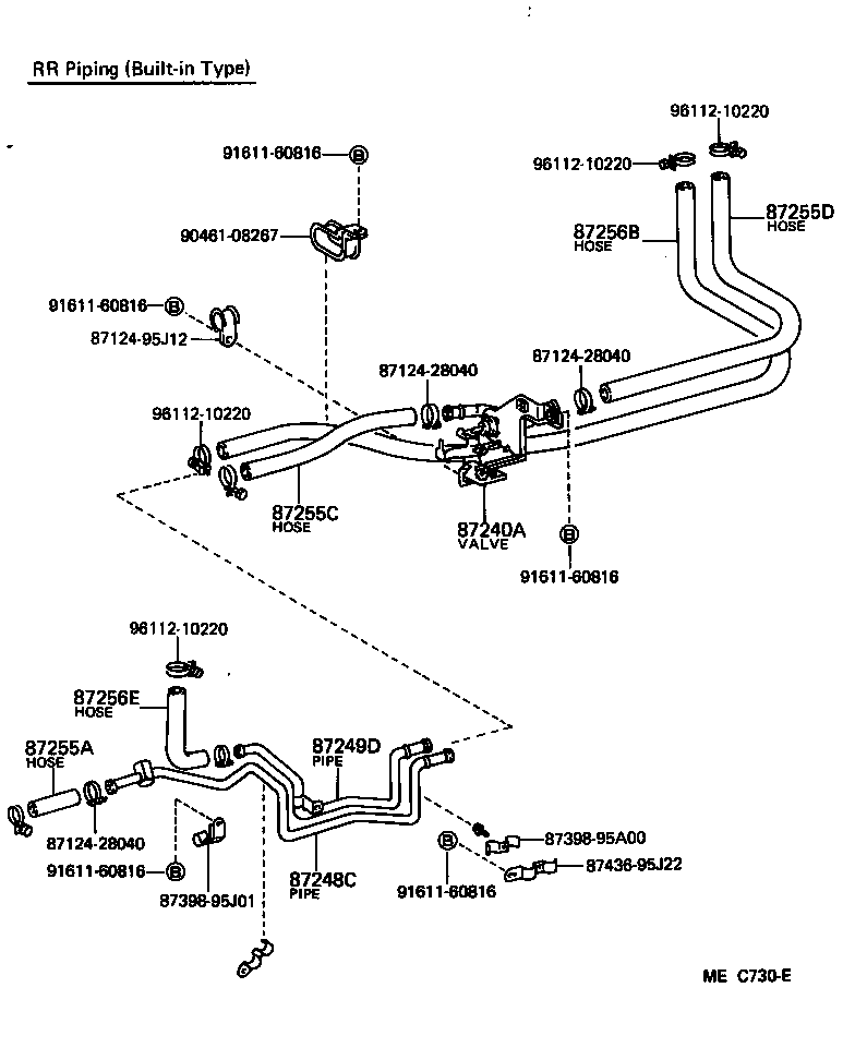 87245-95J15 HOSE, REAR HEATER WATER OUTLET, E (TO ENGINE) product image