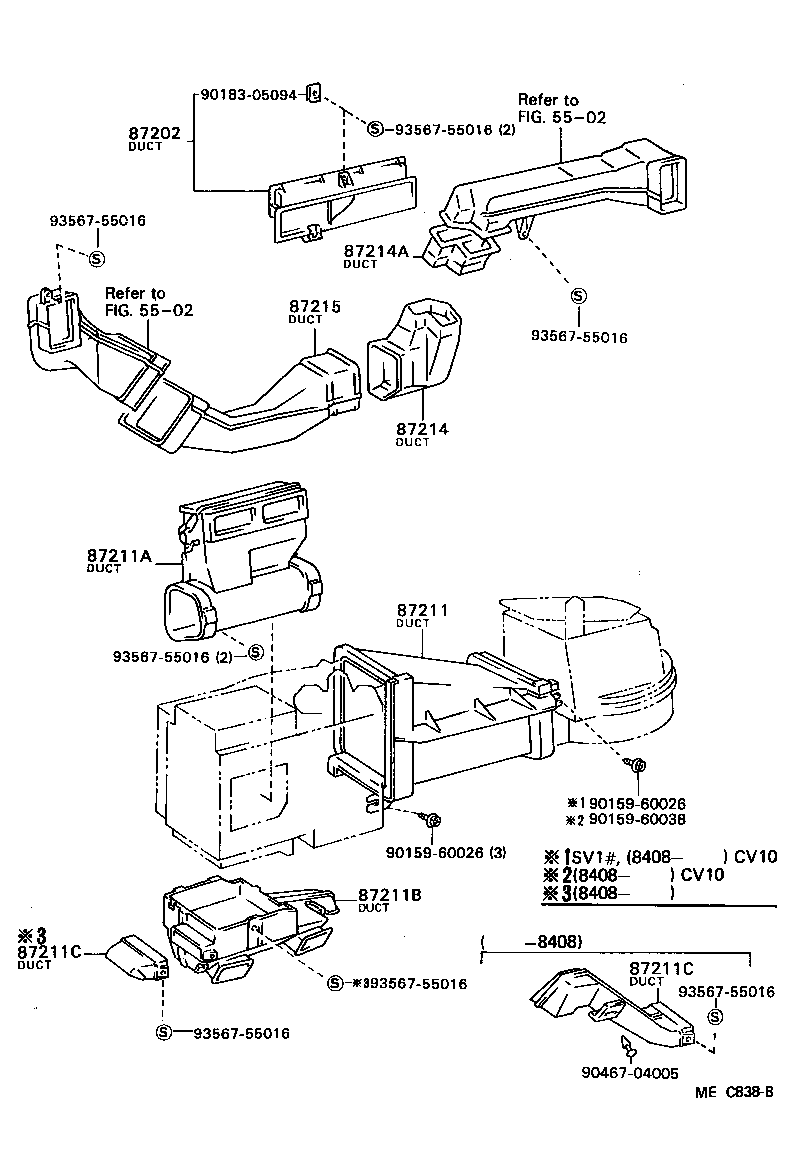 55085-32030 DUCT, AIR, SIDE NO.1 LH product image