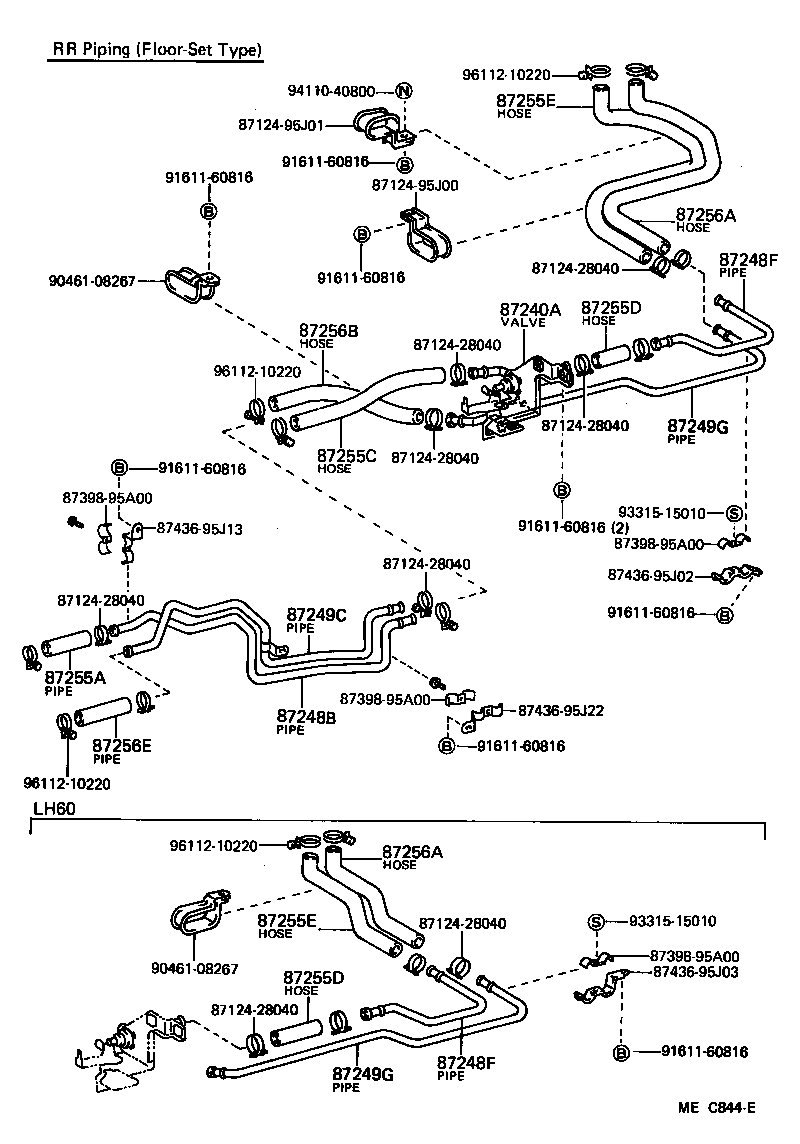 87245-95J15 HOSE, REAR HEATER WATER OUTLET, E (TO ENGINE) product image