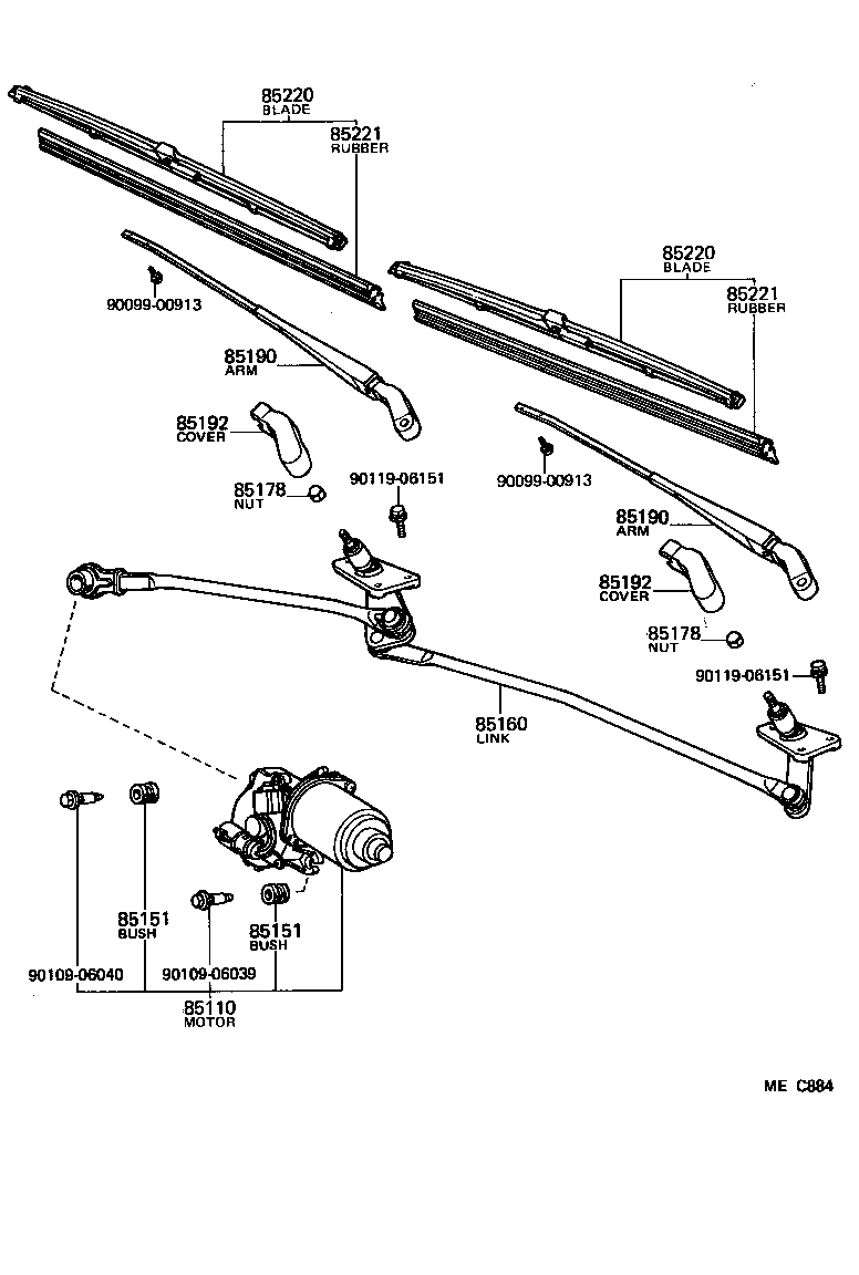 85160-12261 LINK ASSY, WINDSHIELD WIPER product image