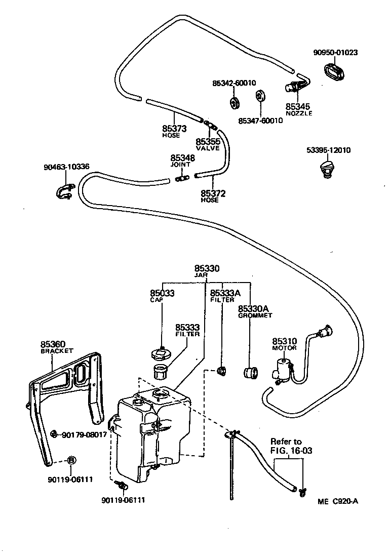 85310-60030 MOTOR AND PUMP ASSY, WINDSHIELD WASHER product image
