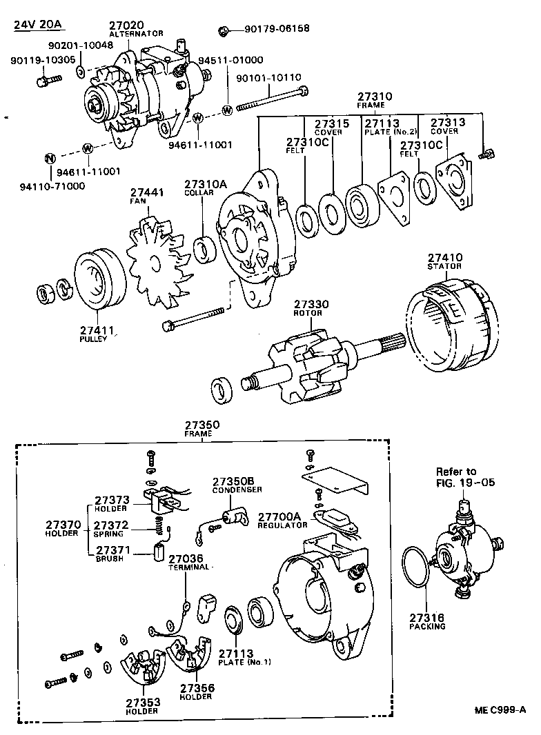 27310-68010 FRAME ASSY, DRIVE END, ALTERNATOR product image