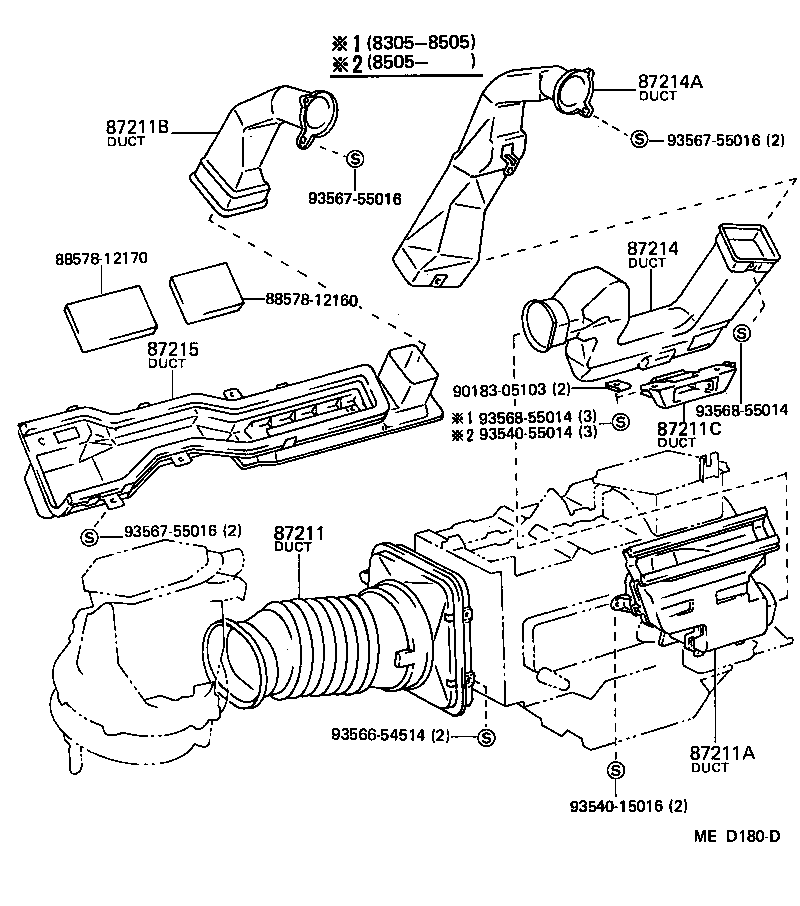 55084-12120 DUCT, AIR, SIDE NO.2 LH product image