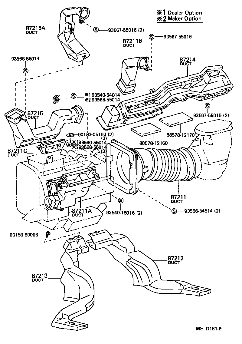 55084-12120 DUCT, AIR, SIDE NO.2 LH product image