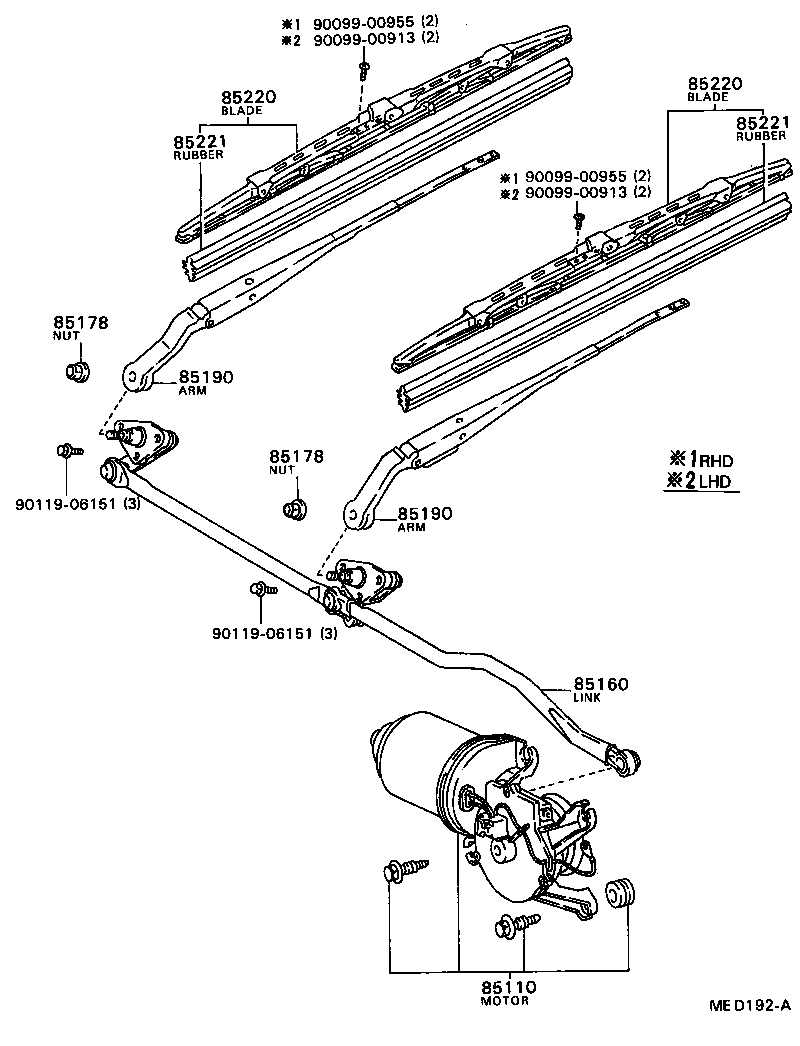 85110-12420 MOTOR ASSY, WINDSHIELD WIPER product image