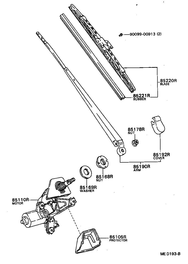 85110-12430 MOTOR ASSY, REAR WIPER product image