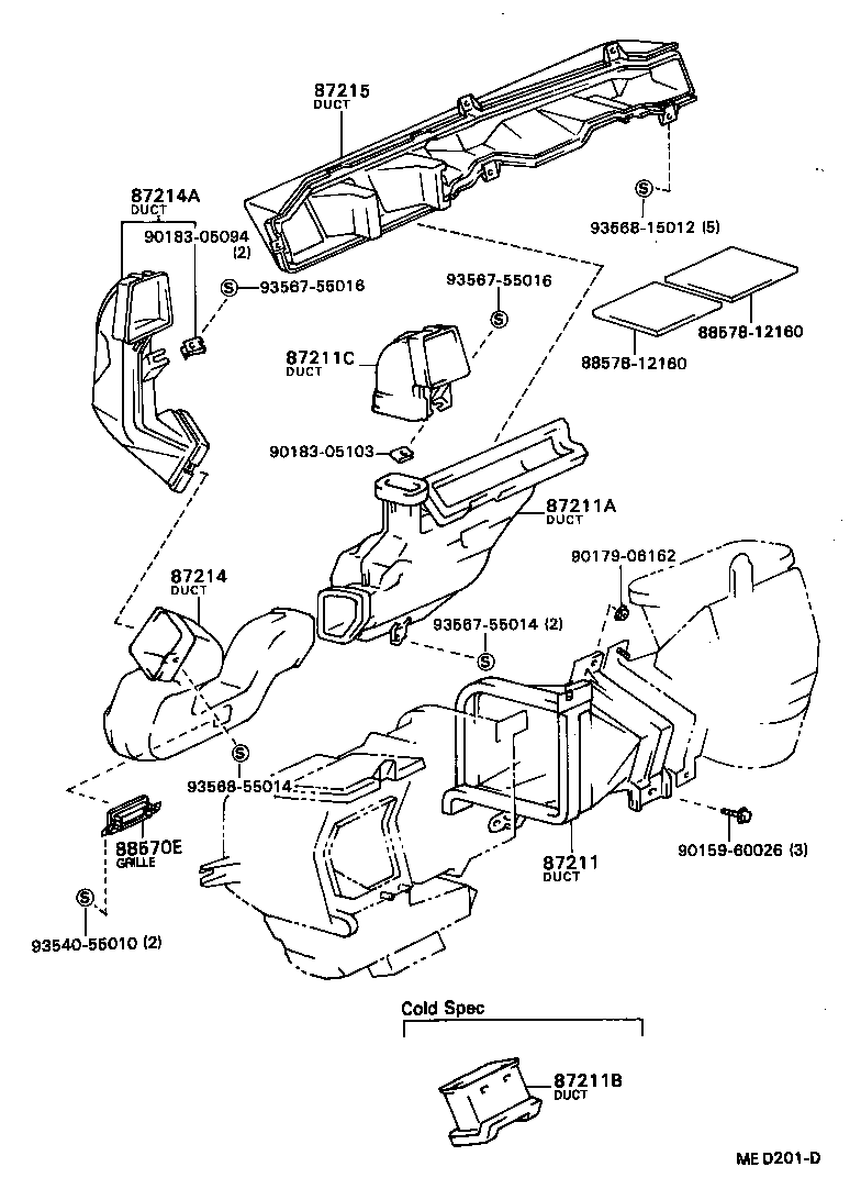 55084-12101 DUCT, AIR, SIDE NO.2 RH product image