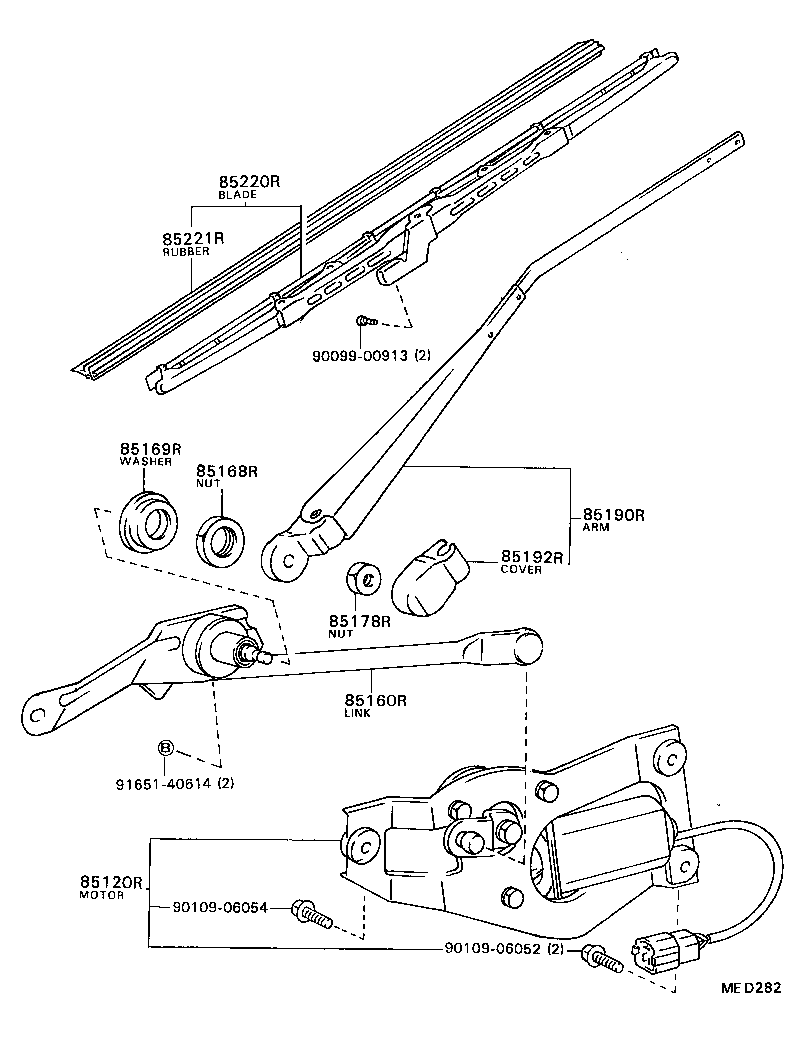 85120-87002 MOTOR AND BRACKET ASSY, REAR WIPER product image