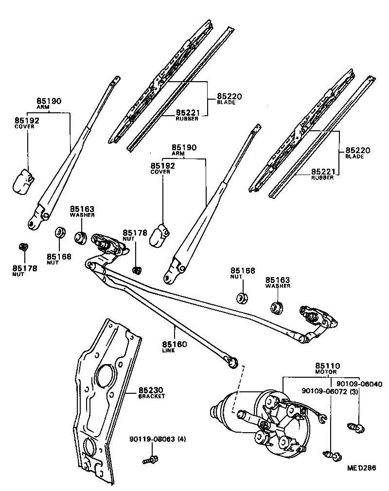 85190-28011 ARM ASSY, WINDSHIELD WIPER product image