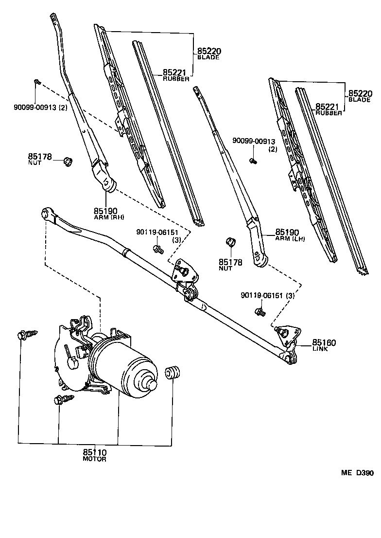 85110-12320 MOTOR ASSY, WINDSHIELD WIPER product image