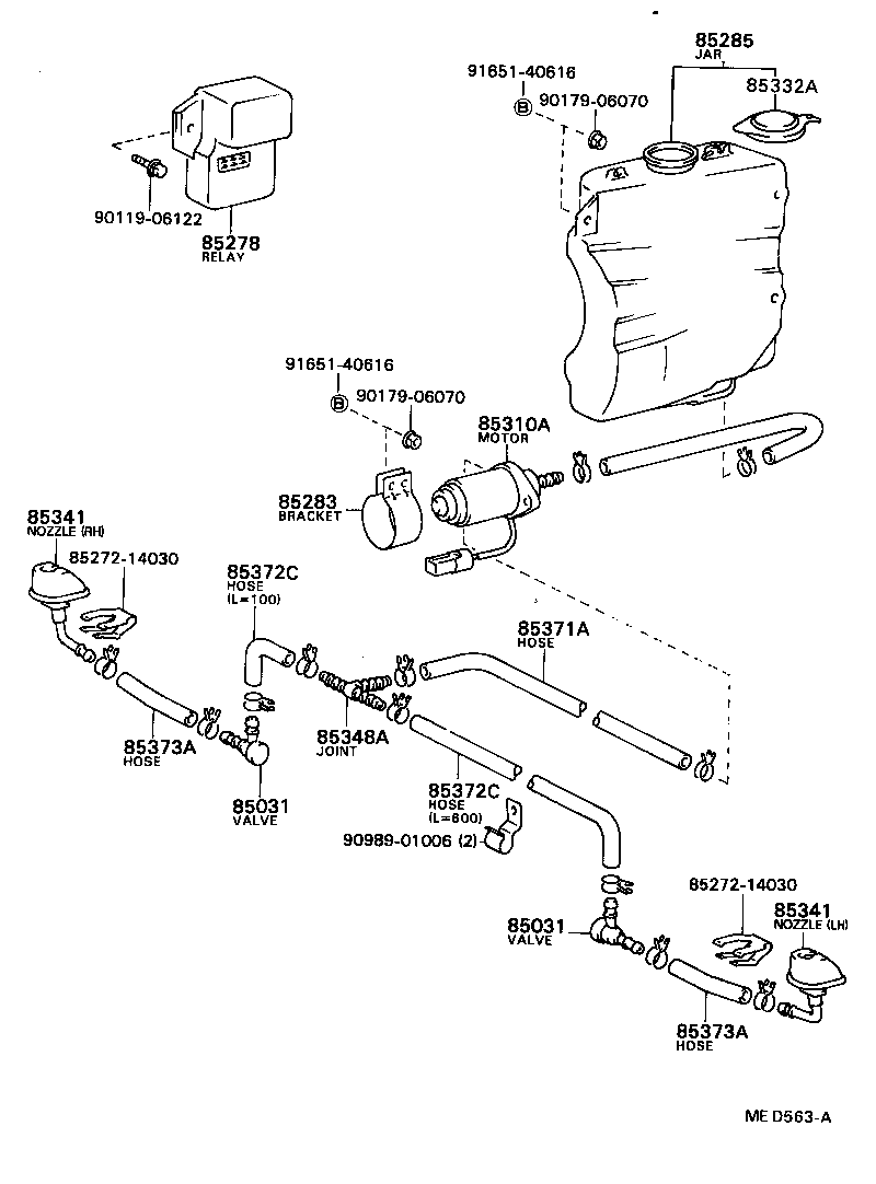 85271-22020 HOSE, HEADLAMP CLEANER WASHER (FROM JOINT TO NOZZLE) product image