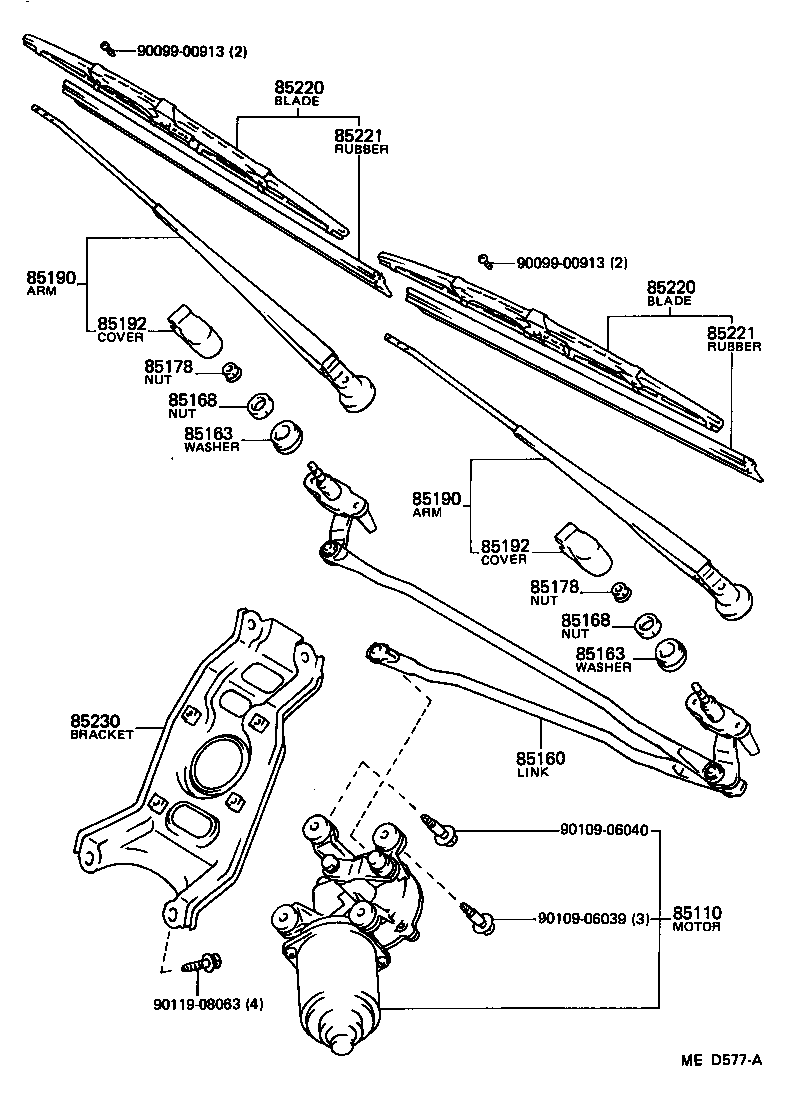 85110-28030 MOTOR ASSY, WINDSHIELD WIPER product image