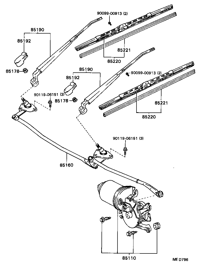 85160-89121 LINK ASSY, WINDSHIELD WIPER product image